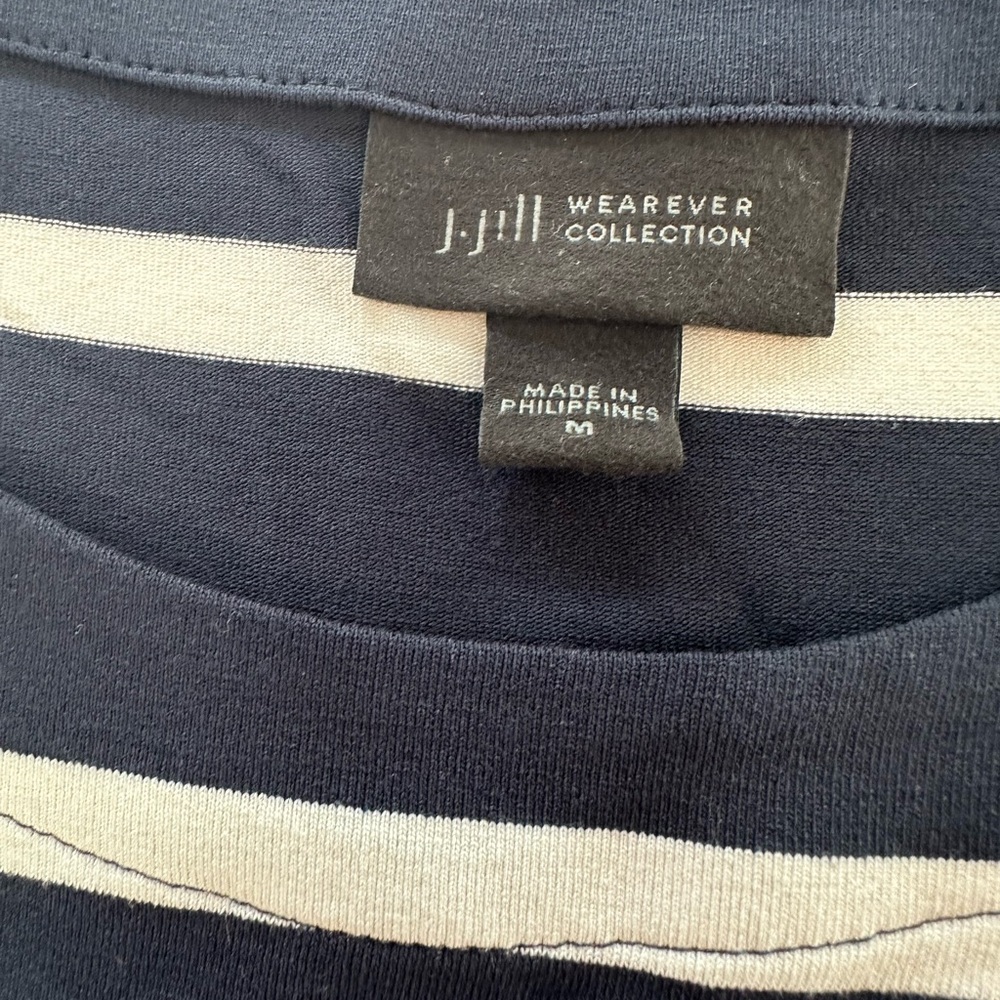 J. Jill Navy and Cream Striped Top